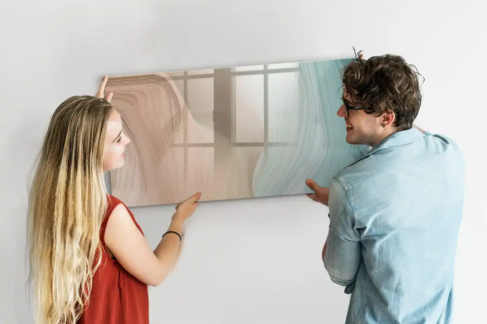 Tableau blanc magnétique effaçable à sec motif vagues abstraites
