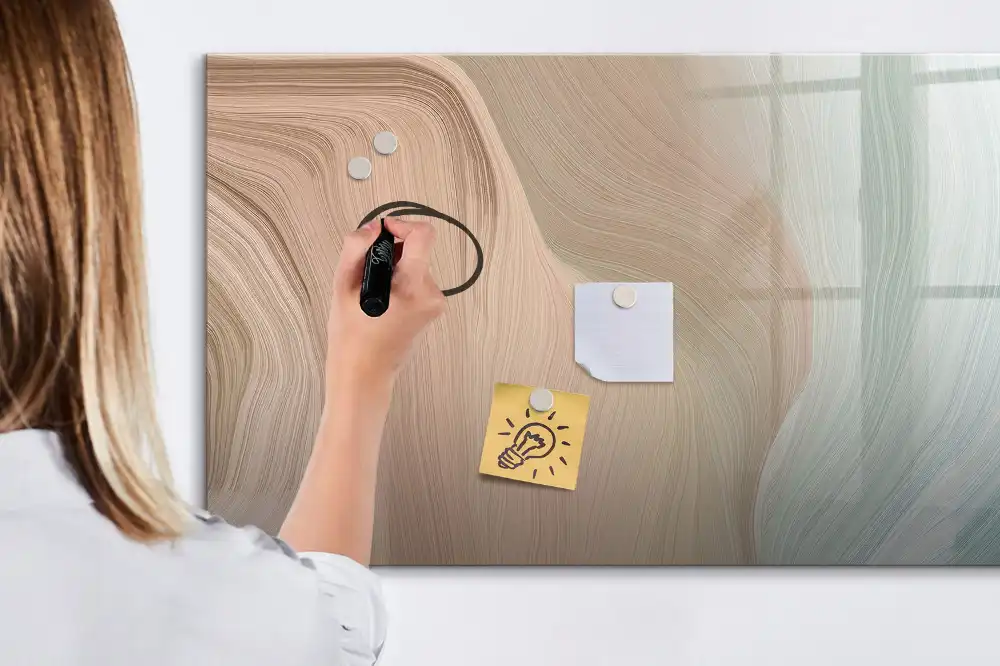 Tableau blanc magnétique effaçable à sec motif vagues abstraites