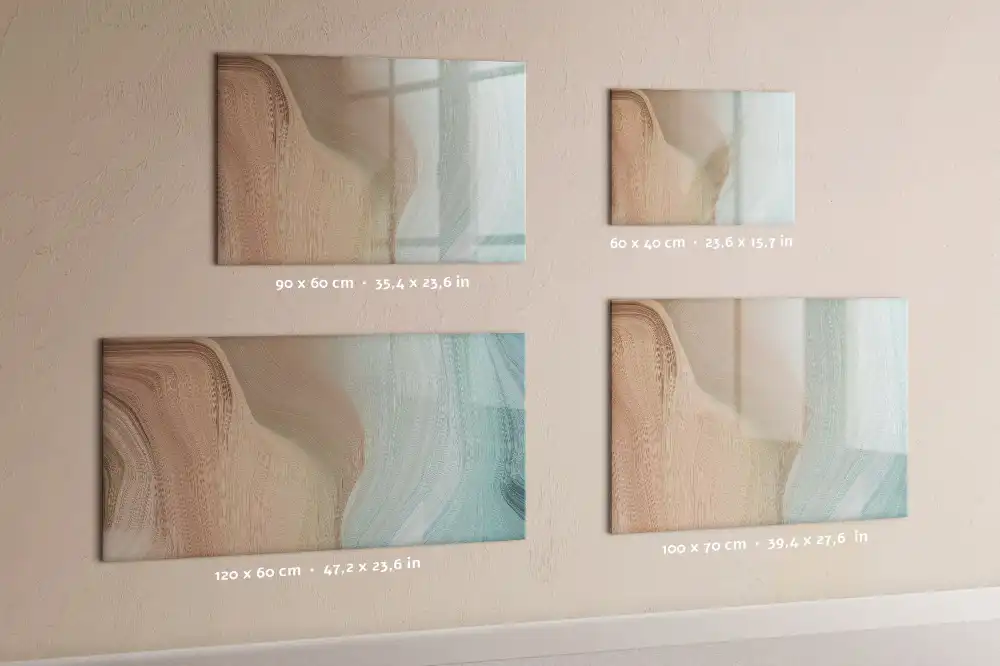Tableau blanc magnétique effaçable à sec motif vagues abstraites
