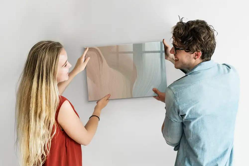 Tableau blanc magnétique effaçable à sec motif vagues abstraites