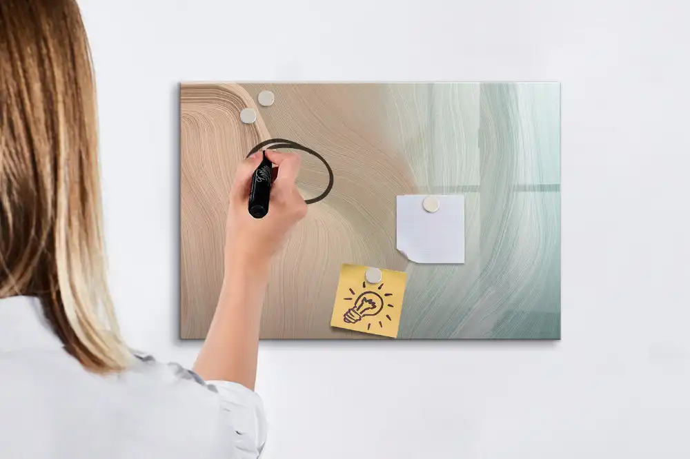 Tableau blanc magnétique effaçable à sec motif vagues abstraites