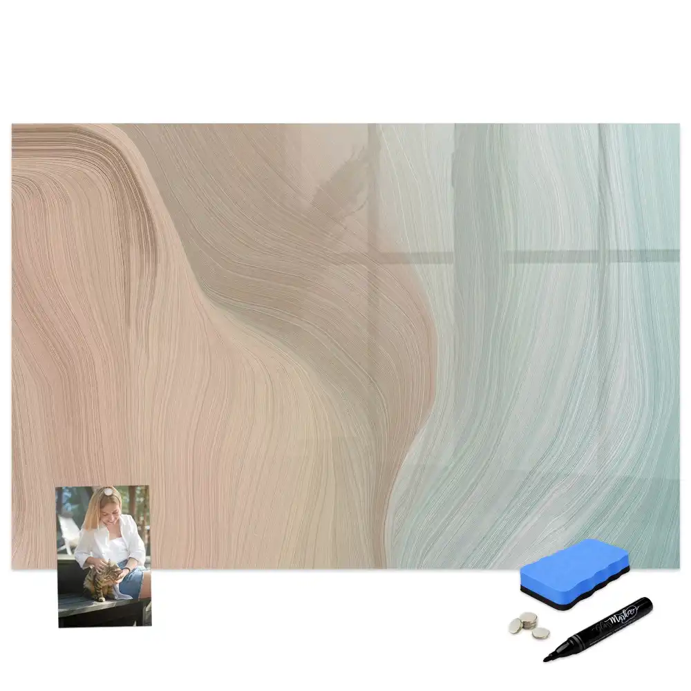 Tableau blanc magnétique effaçable à sec motif vagues abstraites