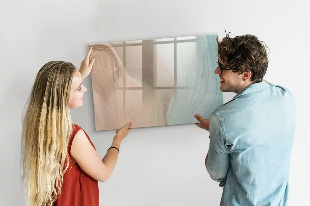 Tableau blanc magnétique effaçable à sec motif vagues abstraites