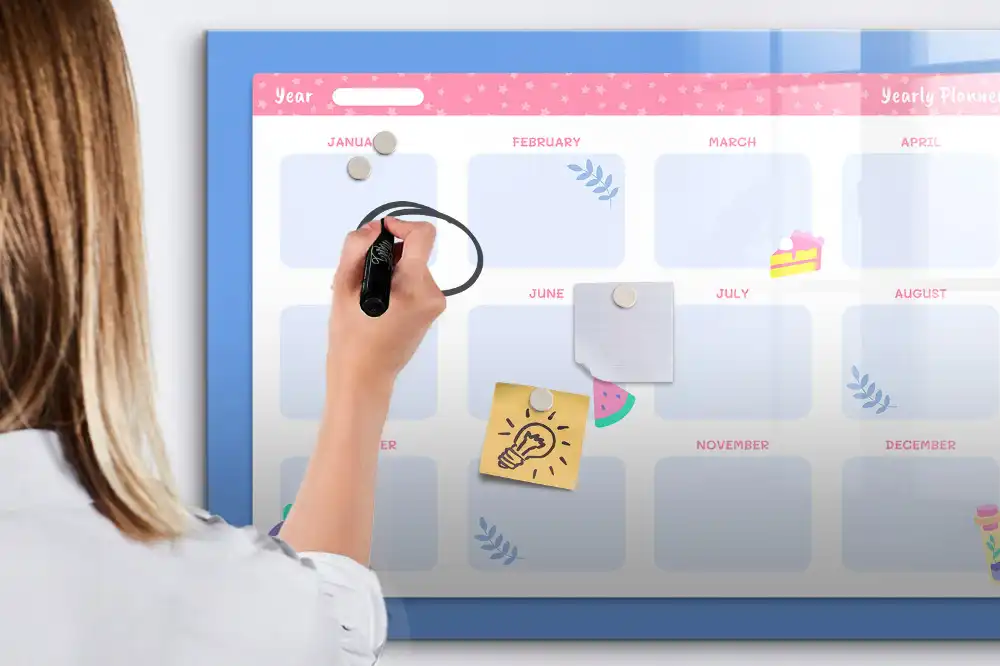 Tableau magnétique effaçable de planification mensuelle
