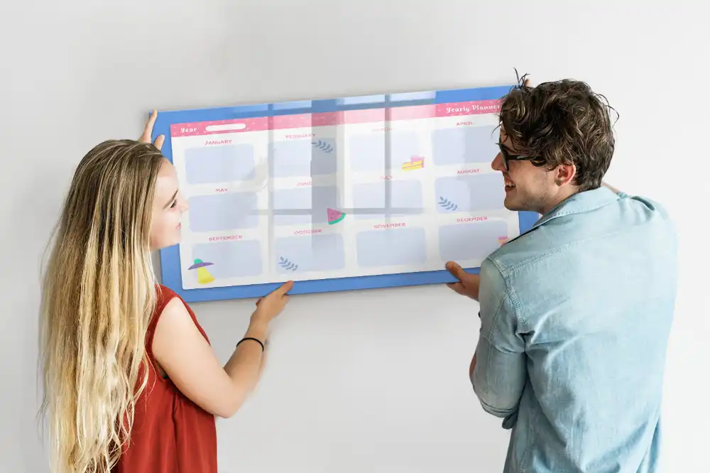 Tableau magnétique effaçable de planification mensuelle