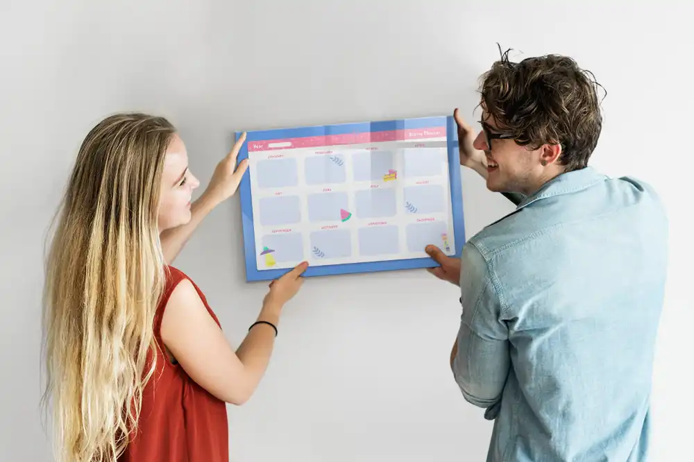 Tableau magnétique effaçable de planification mensuelle