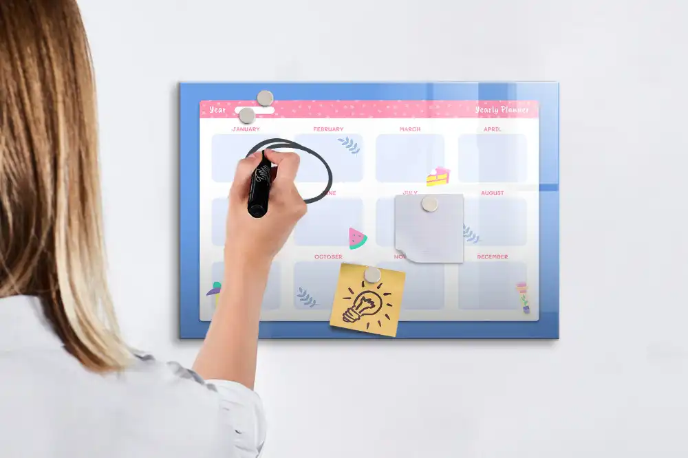Tableau magnétique effaçable de planification mensuelle