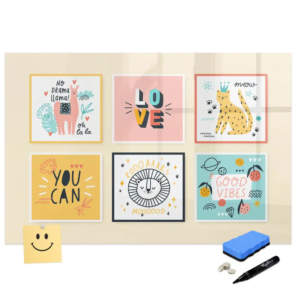 Tableau blanc magnétique effaçable à sec avec citations motivantes