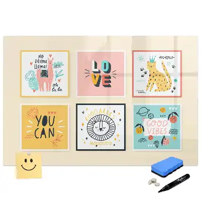 Tableau blanc magnétique effaçable à sec avec citations motivantes