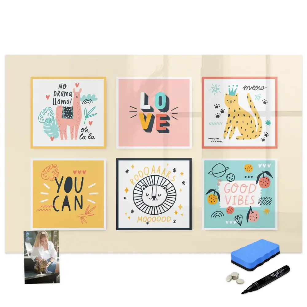 Tableau blanc magnétique effaçable à sec avec citations motivantes