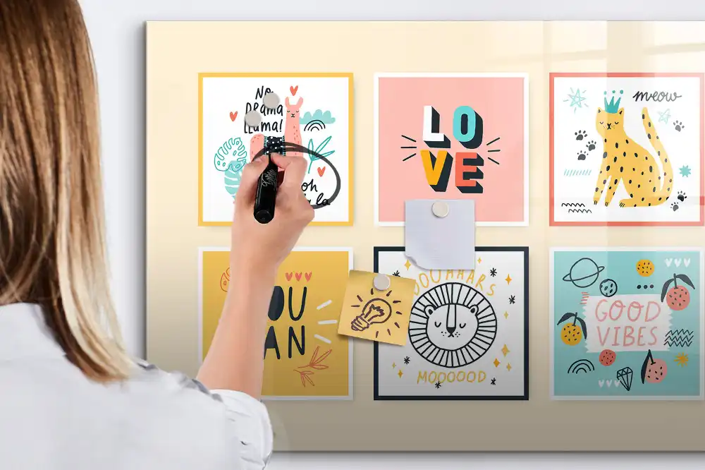 Tableau blanc magnétique effaçable à sec avec citations motivantes