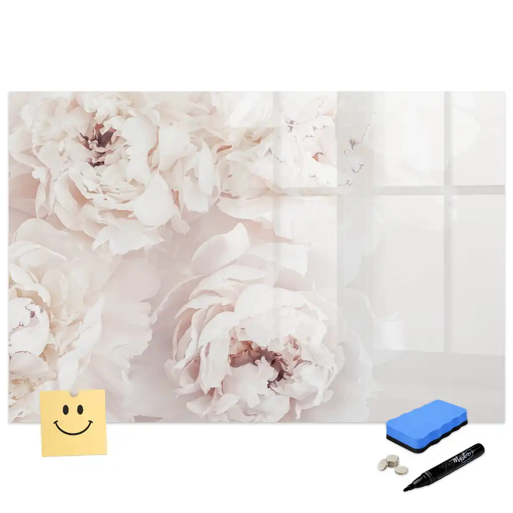 Tableau magnétique à dessiner motif pivoines roses de jardin