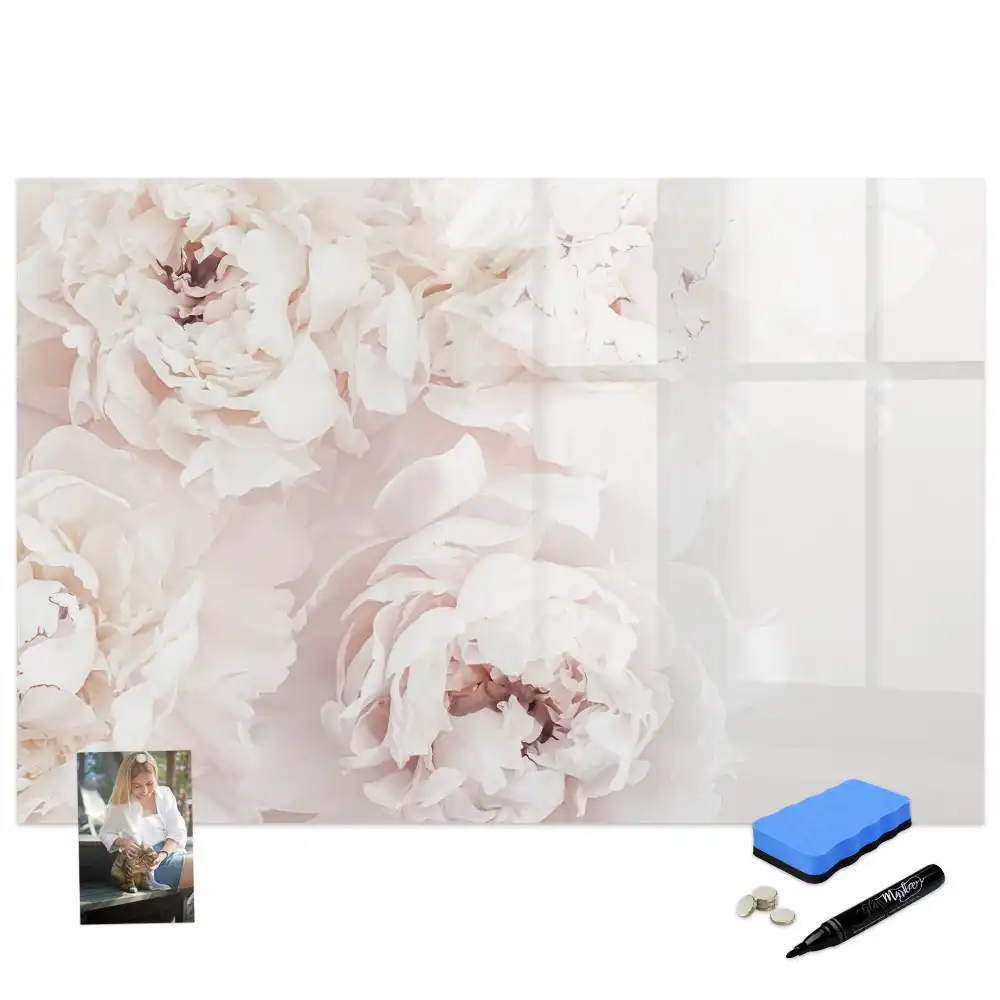 Tableau magnétique à dessiner motif pivoines roses de jardin