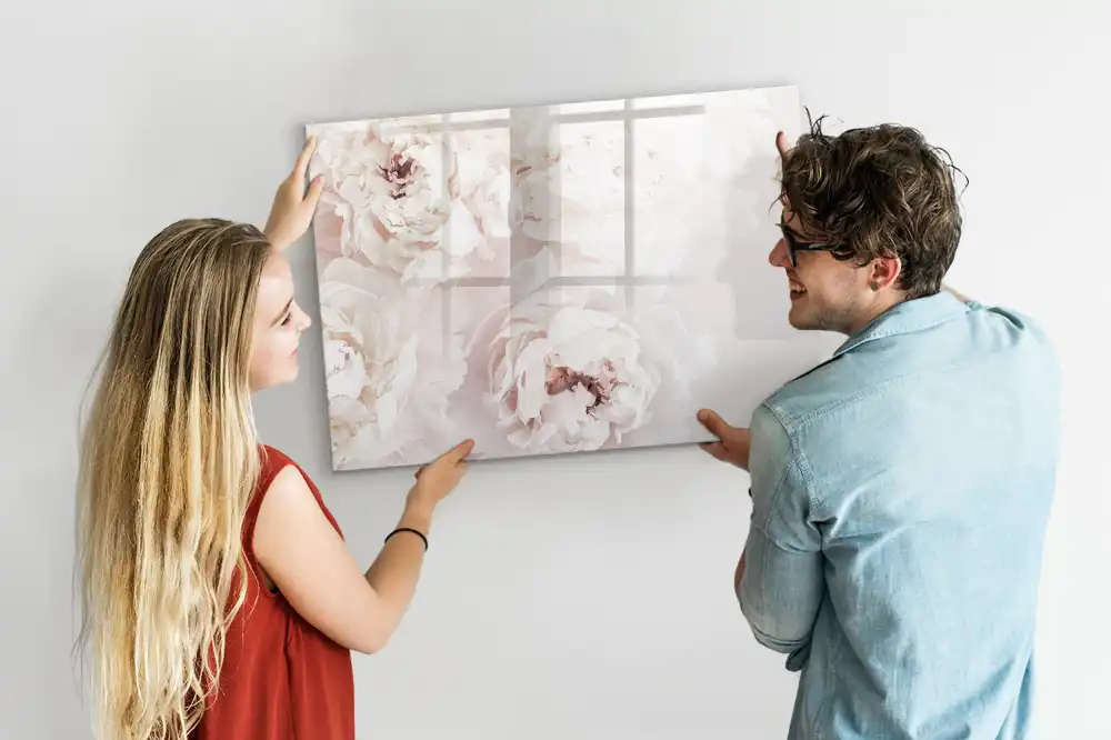 Tableau magnétique à dessiner motif pivoines roses de jardin