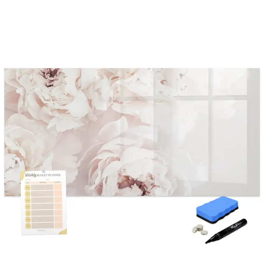 Tableau magnétique à dessiner motif pivoines roses de jardin