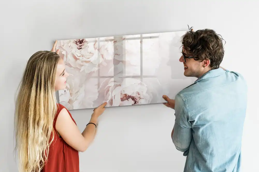 Tableau magnétique à dessiner motif pivoines roses de jardin