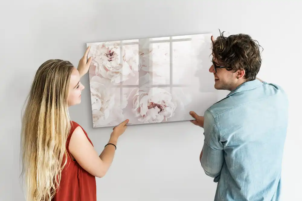 Tableau magnétique à dessiner motif pivoines roses de jardin
