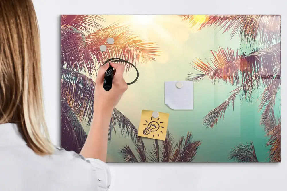 Tableau magnétique avec motif de palmiers tropicaux