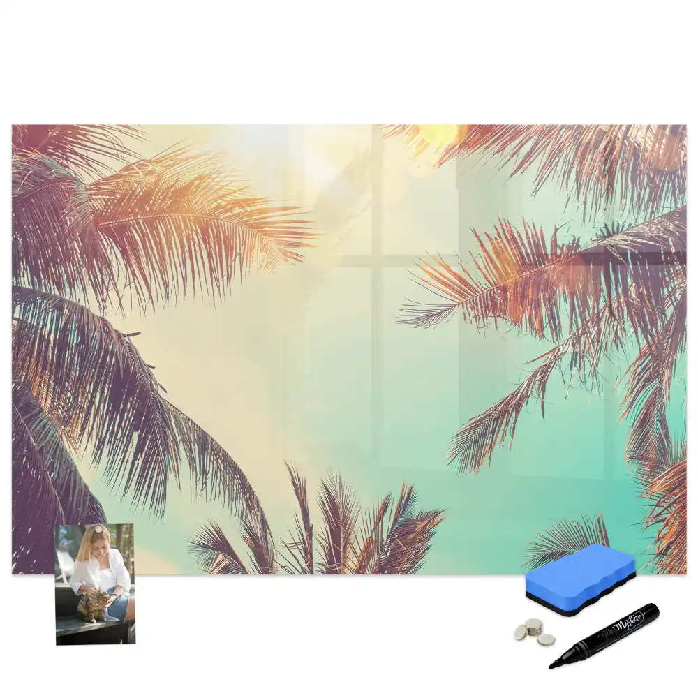 Tableau magnétique avec motif de palmiers tropicaux