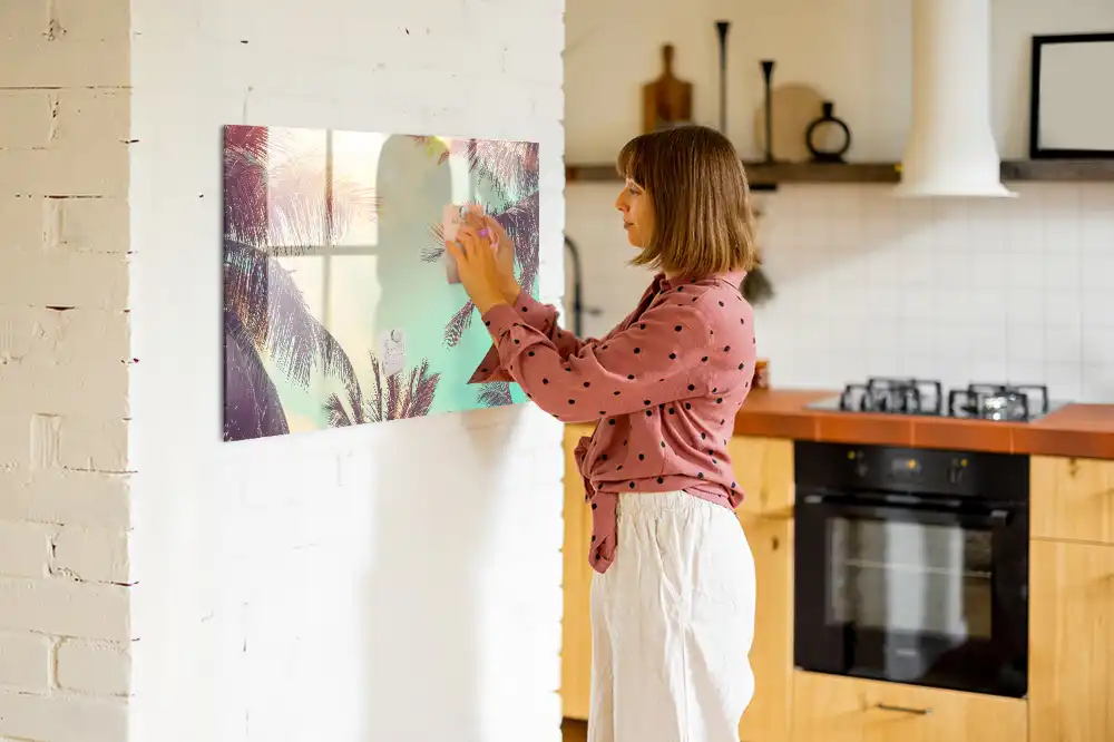 Tableau magnétique avec motif de palmiers tropicaux