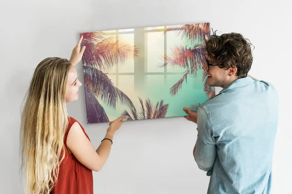 Tableau magnétique avec motif de palmiers tropicaux