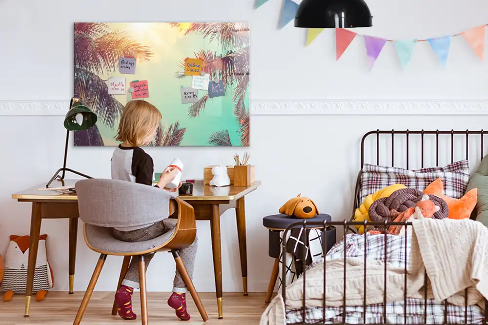 Tableau magnétique avec motif de palmiers tropicaux
