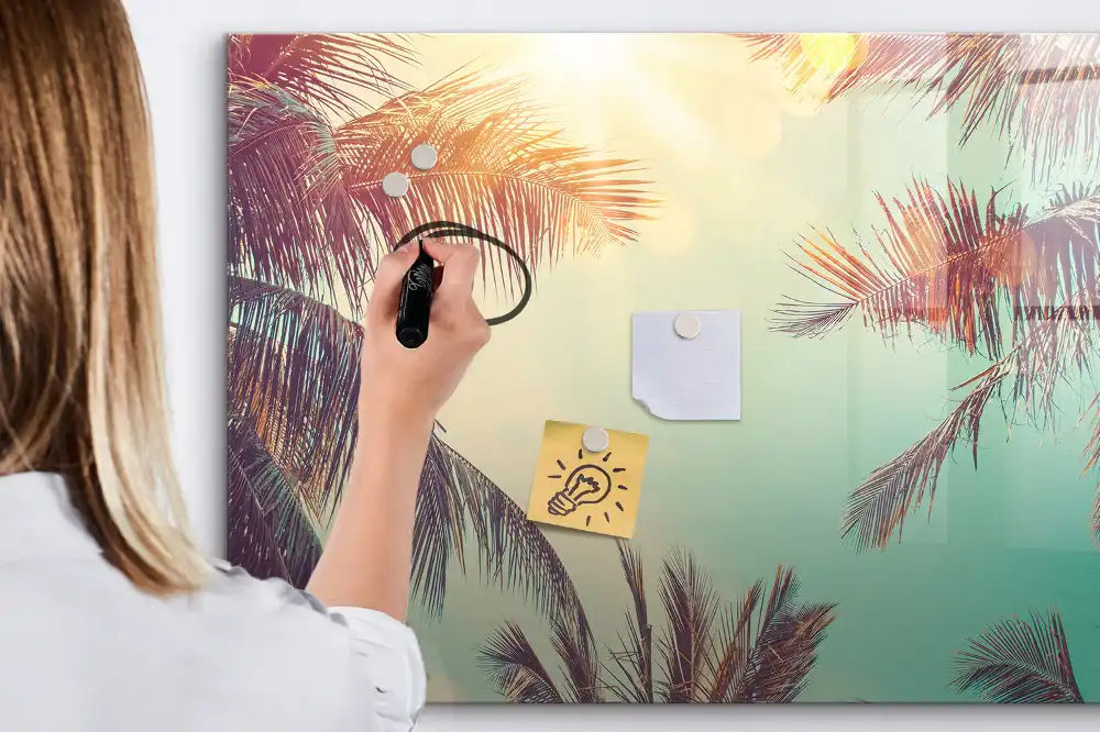 Tableau magnétique avec motif de palmiers tropicaux