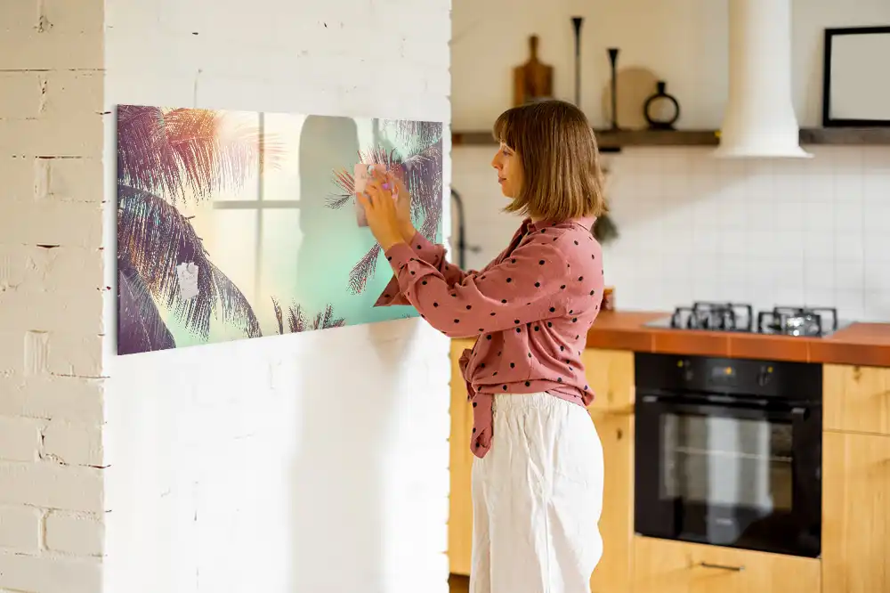 Tableau magnétique avec motif de palmiers tropicaux