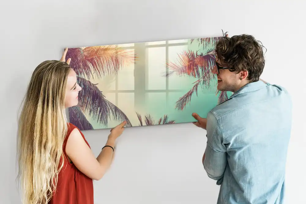 Tableau magnétique avec motif de palmiers tropicaux