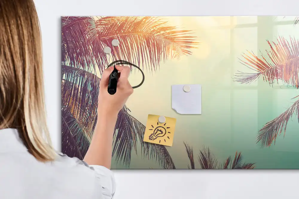 Tableau magnétique avec motif de palmiers tropicaux