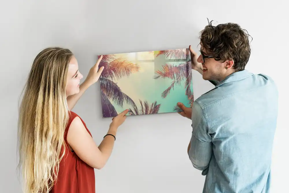 Tableau magnétique avec motif de palmiers tropicaux