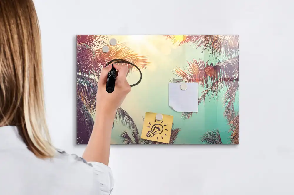 Tableau magnétique avec motif de palmiers tropicaux