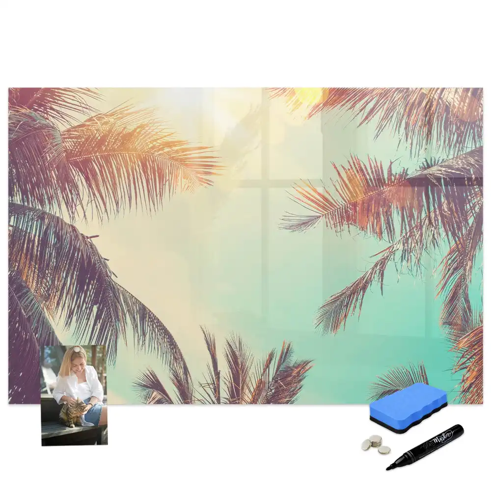 Tableau magnétique avec motif de palmiers tropicaux
