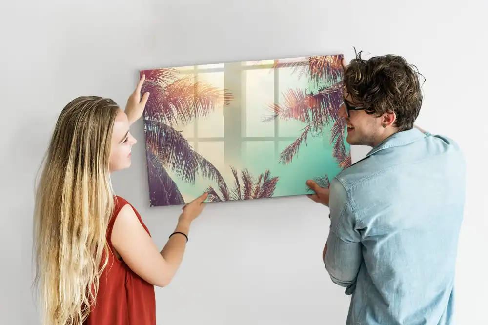 Tableau magnétique avec motif de palmiers tropicaux