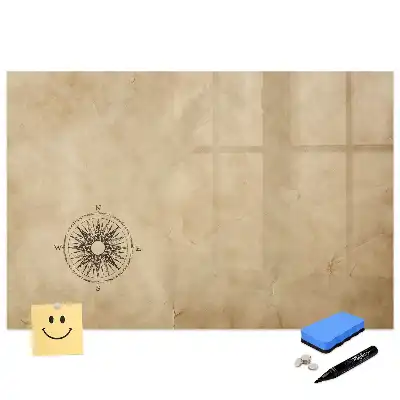 Tableau blanc magnétique effaçable à sec avec boussole sur toile