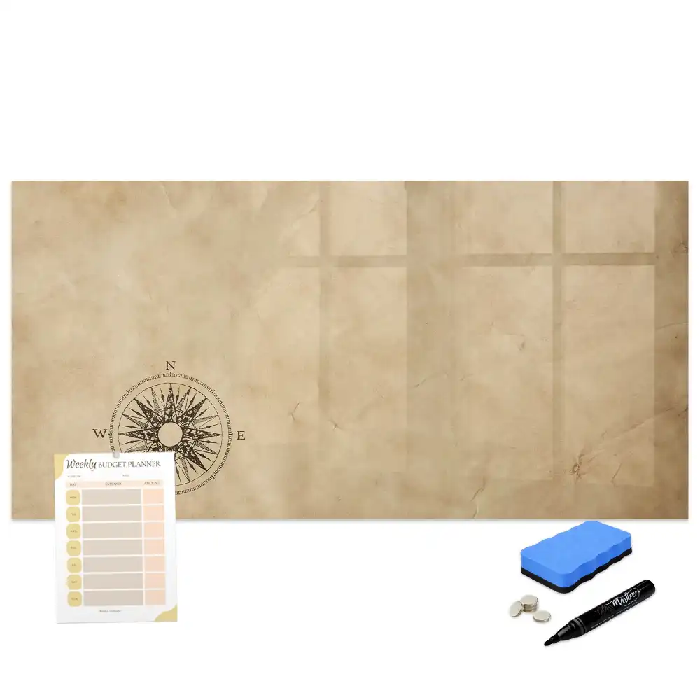 Tableau blanc magnétique effaçable à sec avec boussole sur toile
