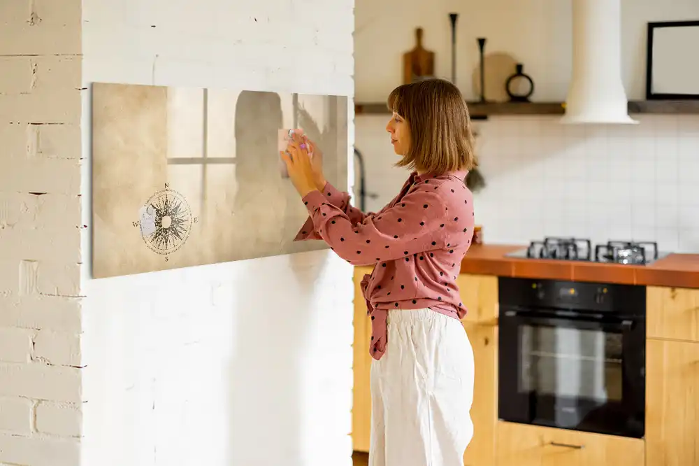 Tableau blanc magnétique effaçable à sec avec boussole sur toile