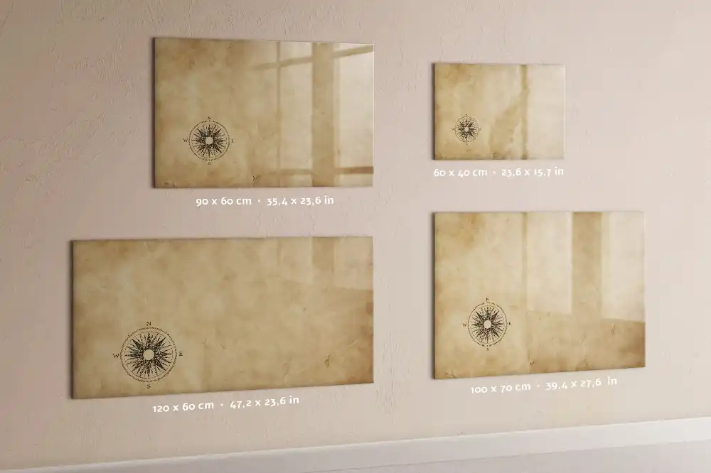 Tableau blanc magnétique effaçable à sec avec boussole sur toile
