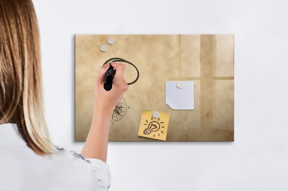 Tableau blanc magnétique effaçable à sec avec boussole sur toile