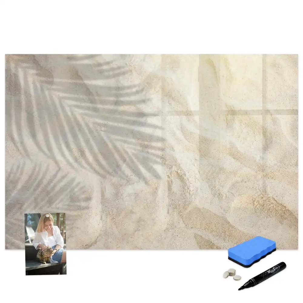Tableau magnétique à dessiner motif ombre de feuille de palmier sur le sable