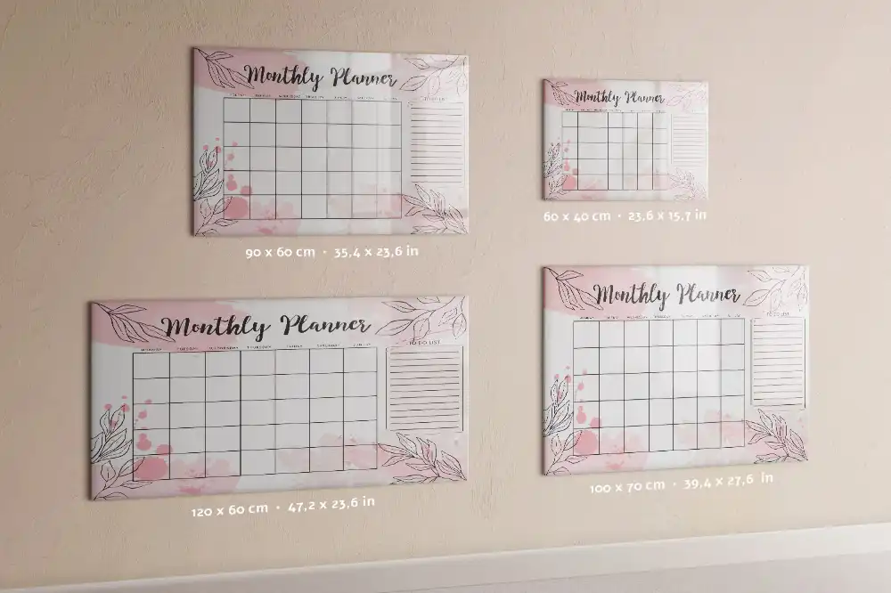 Tableau magnétique calendrier mensuel rose pour écriture