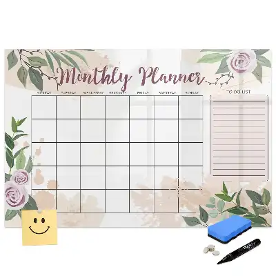 Tableau blanc magnétique effaçable à sec pour organisation des tâches rose