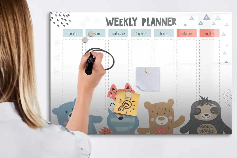 Tableau magnétique hebdomadaire pour organisation de planning