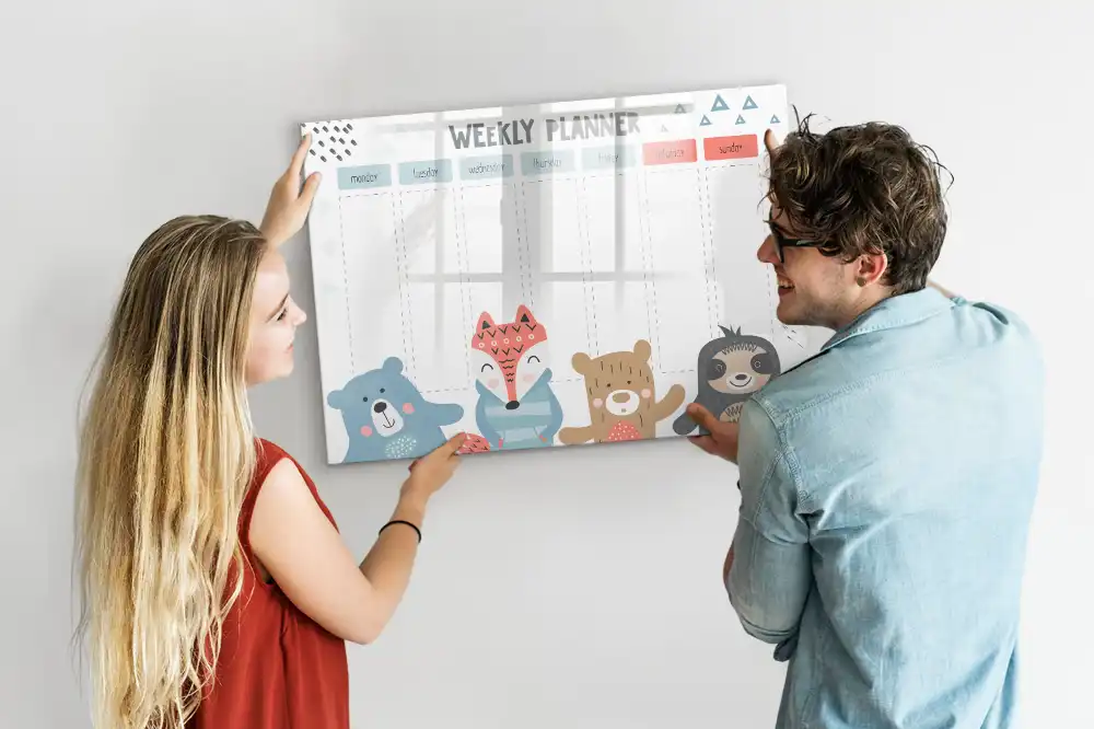 Tableau magnétique hebdomadaire pour organisation de planning