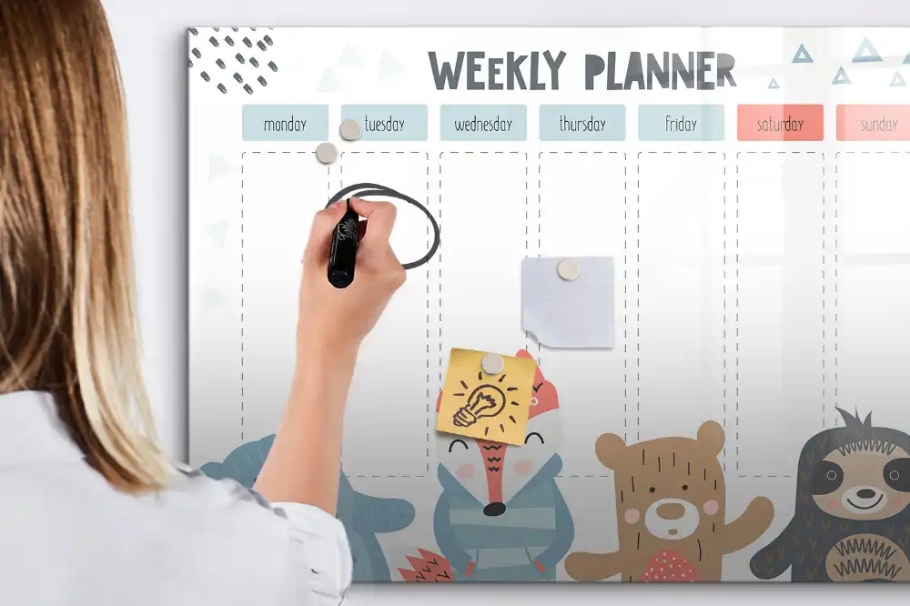 Tableau magnétique hebdomadaire pour organisation de planning