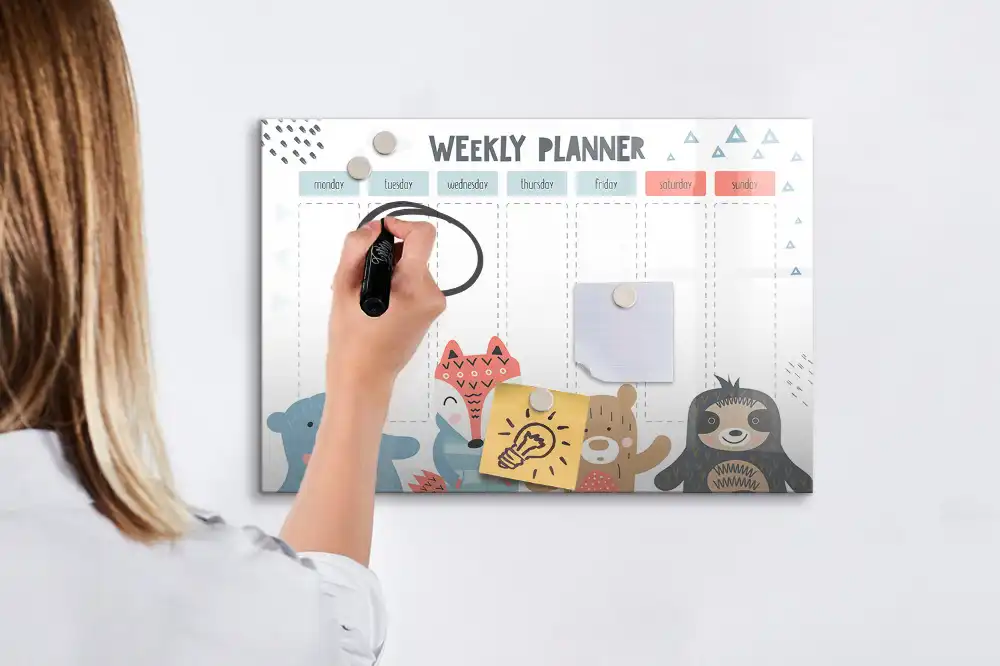 Tableau magnétique hebdomadaire pour organisation de planning