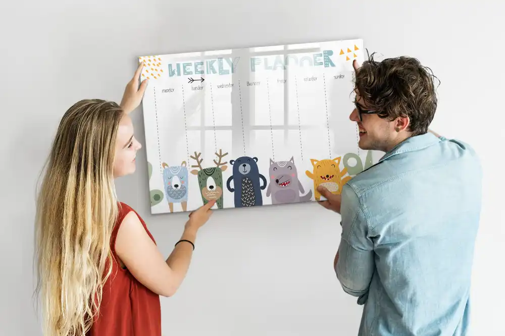 Calendrier hebdomadaire magnétique effaçable à sec pour les tout-petits