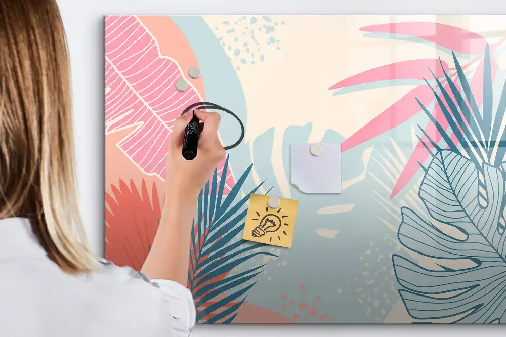 Tableau magnétique à dessiner feuilles pastel