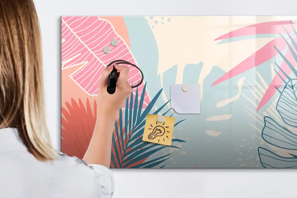 Tableau magnétique à dessiner feuilles pastel