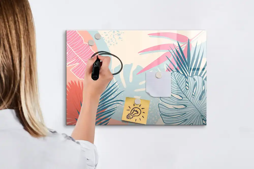 Tableau magnétique à dessiner feuilles pastel